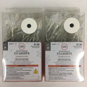 2 Packs of Battery Operated C3 Christmas Lights 20 Count Warm White with Timer